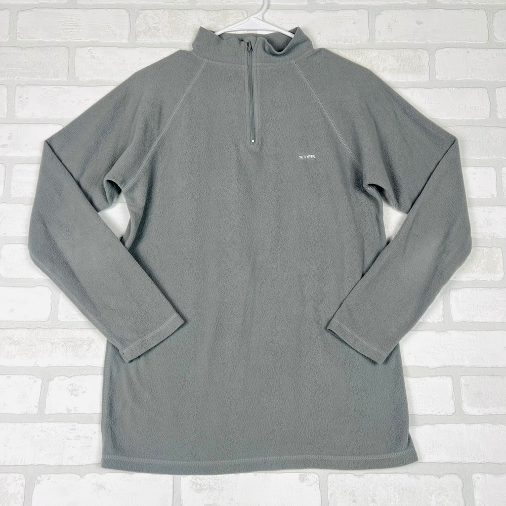 XTEK Womens Gray Quarter Zip Fleece Pullover Mock‎ Neck Active Top Size M